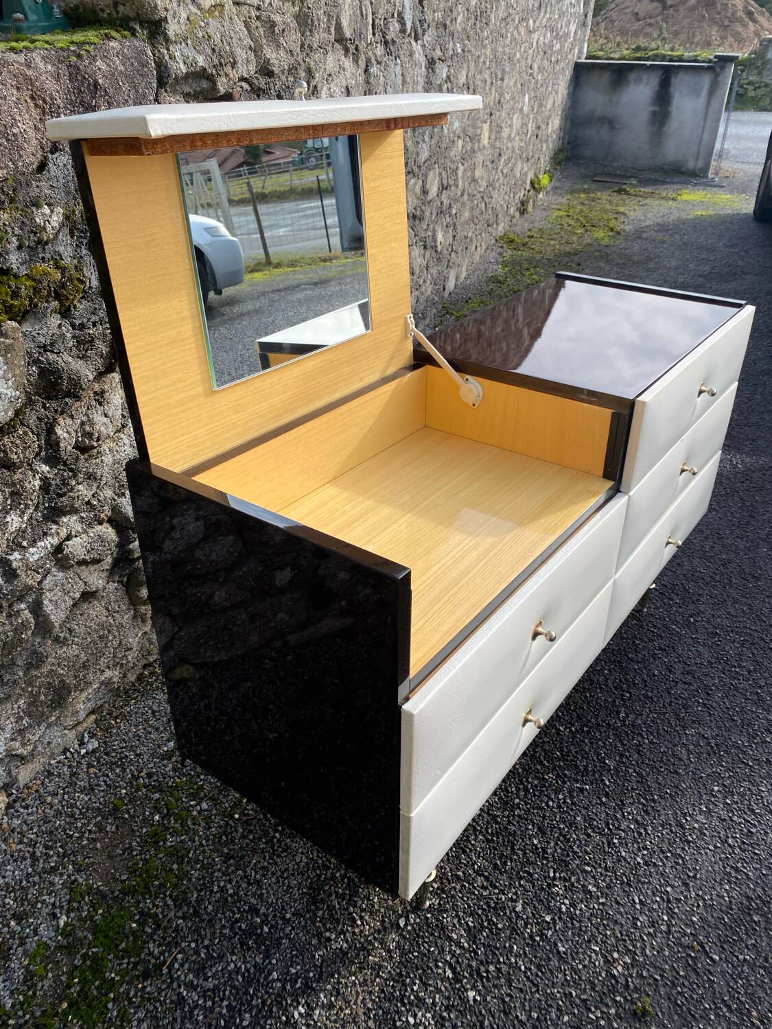 VINTAGE DRESSING TABLE WITH 6 DRAWERS 1960-1970 ROGER LANDAULT