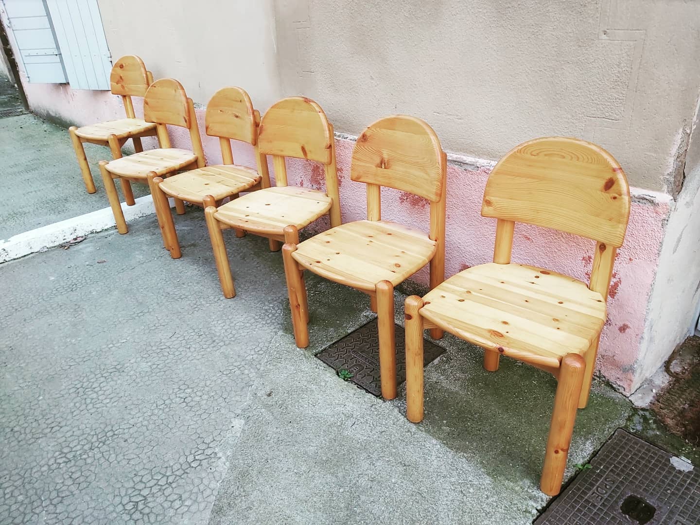 Série de 6 chaises en pin de Rainer Daumiller