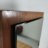 Scandinavian bevelled mirror in 60s teak 37x77cm