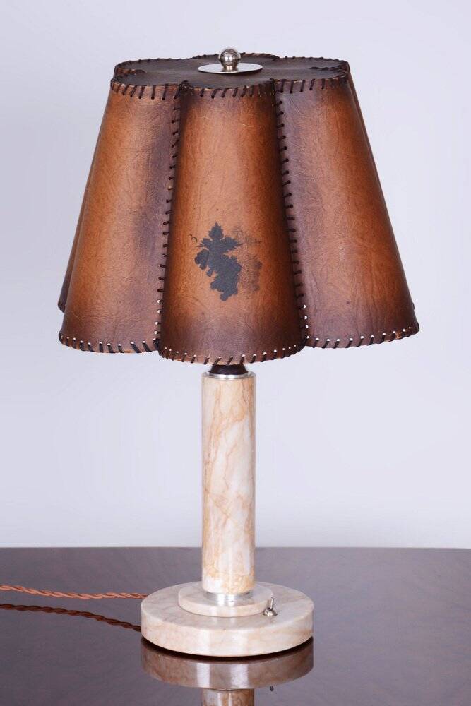 Lampe de table Art Déco tchèque en marbre et chrome, années 1920