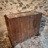 Buffet art déco français en noyer et acajou avec plateau en marbre, fin des années 1920