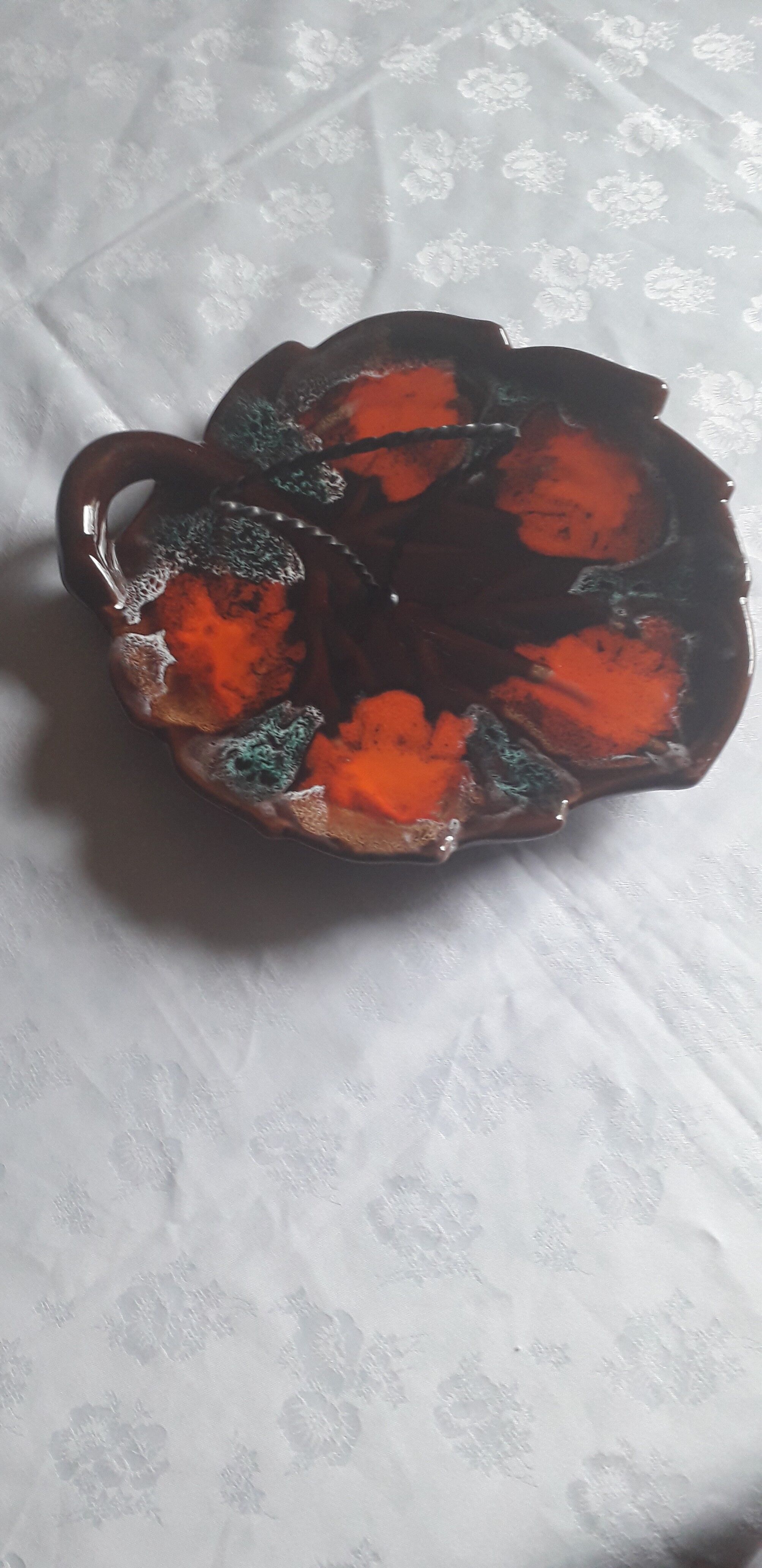 Cheese or fruit platter in Ceramic From Vallauris in the shape of a leaf