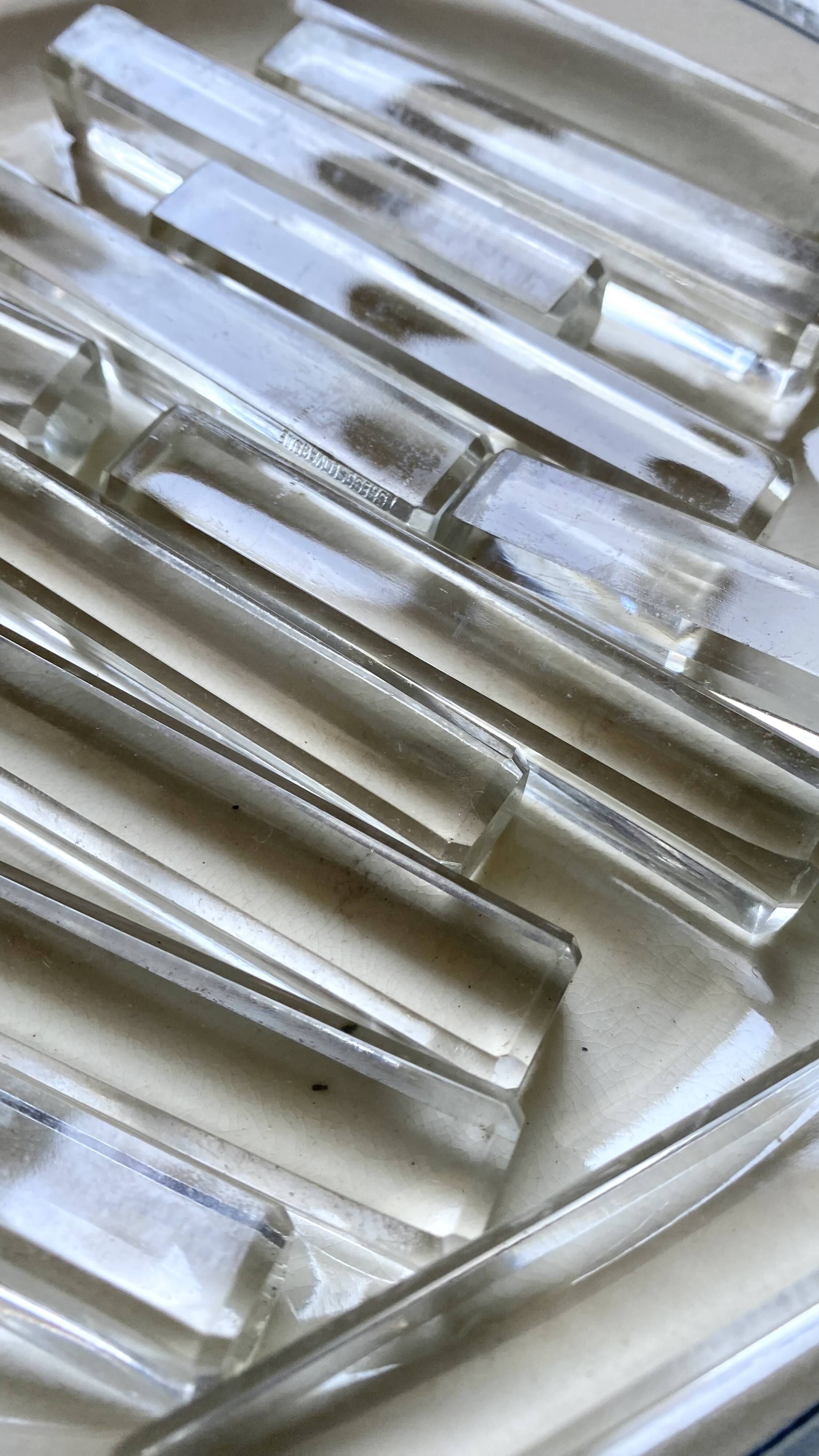 Antique glass knife holders