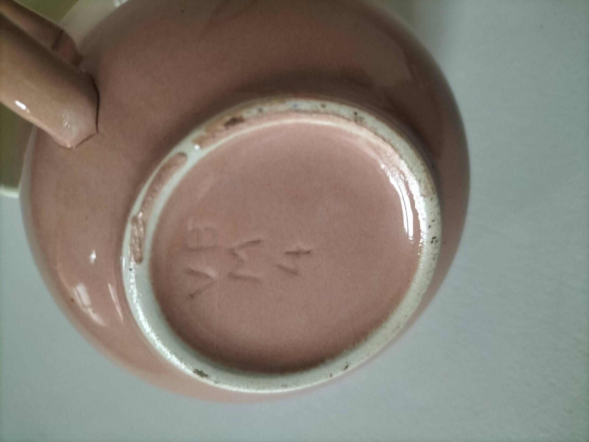 Set of two powder pink Villeroy & Boch cups, 1950s style