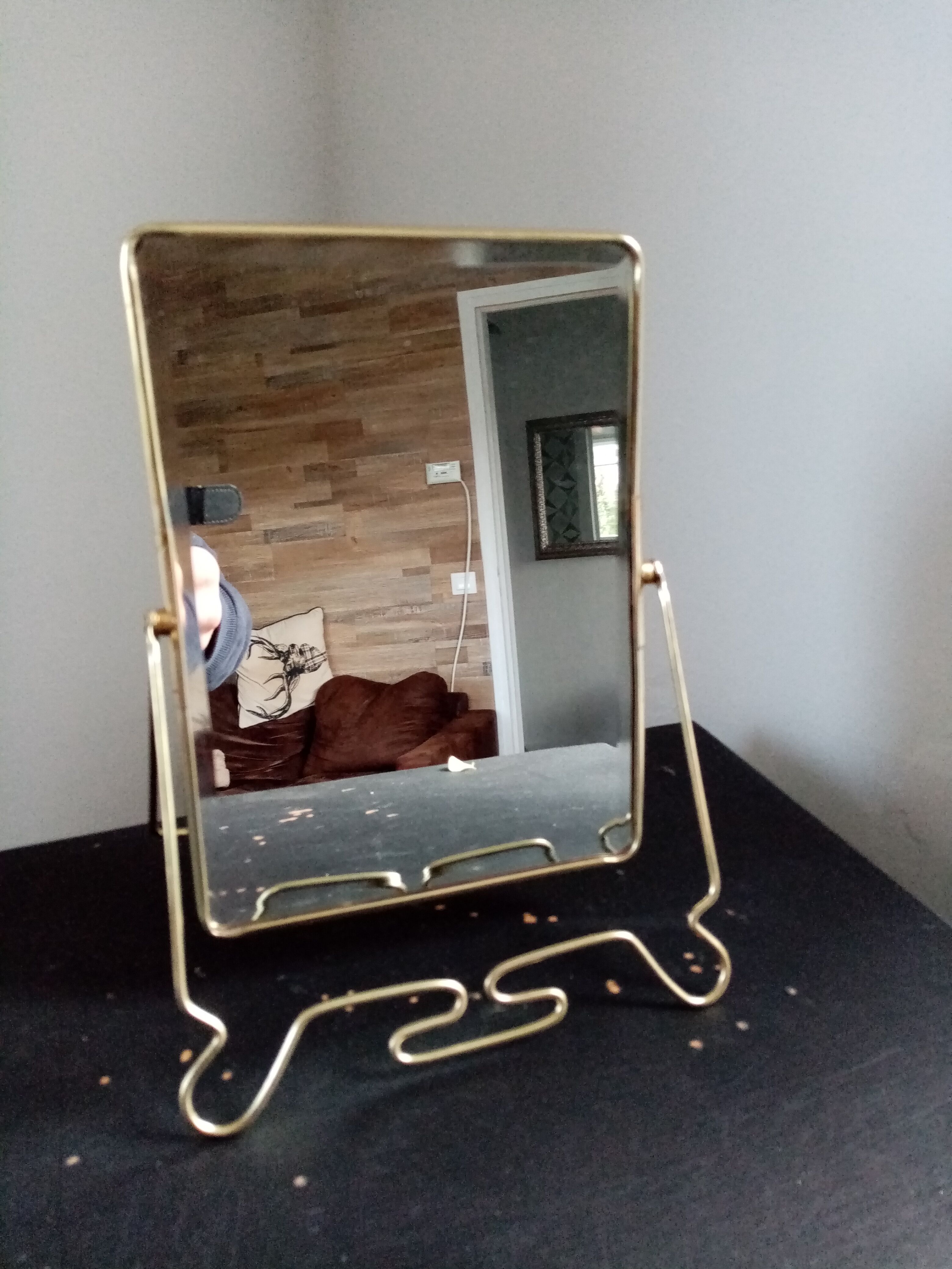 Barber mirror on foot 17x23cm