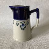 Saint-Uze pitcher in blue and white steel clay with floral decoration