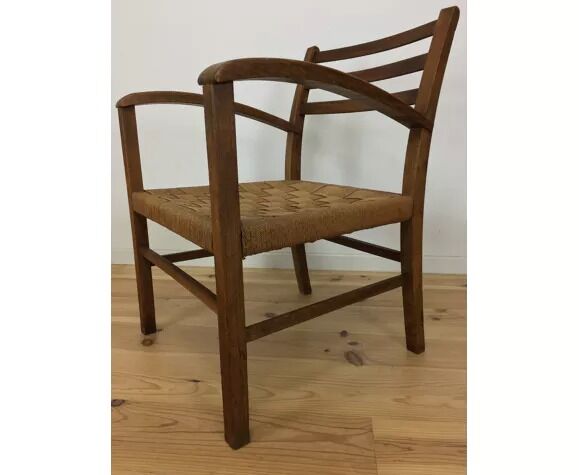 Rope and wood vintage armchair 50s