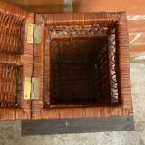 Antique basket, tall wicker woven bread basket, vintage laundry basket