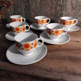 Mid Century Schumann Arzberg German porcelain coffee set in orange and yellow