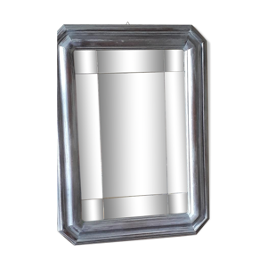 miroir teck patiné argent