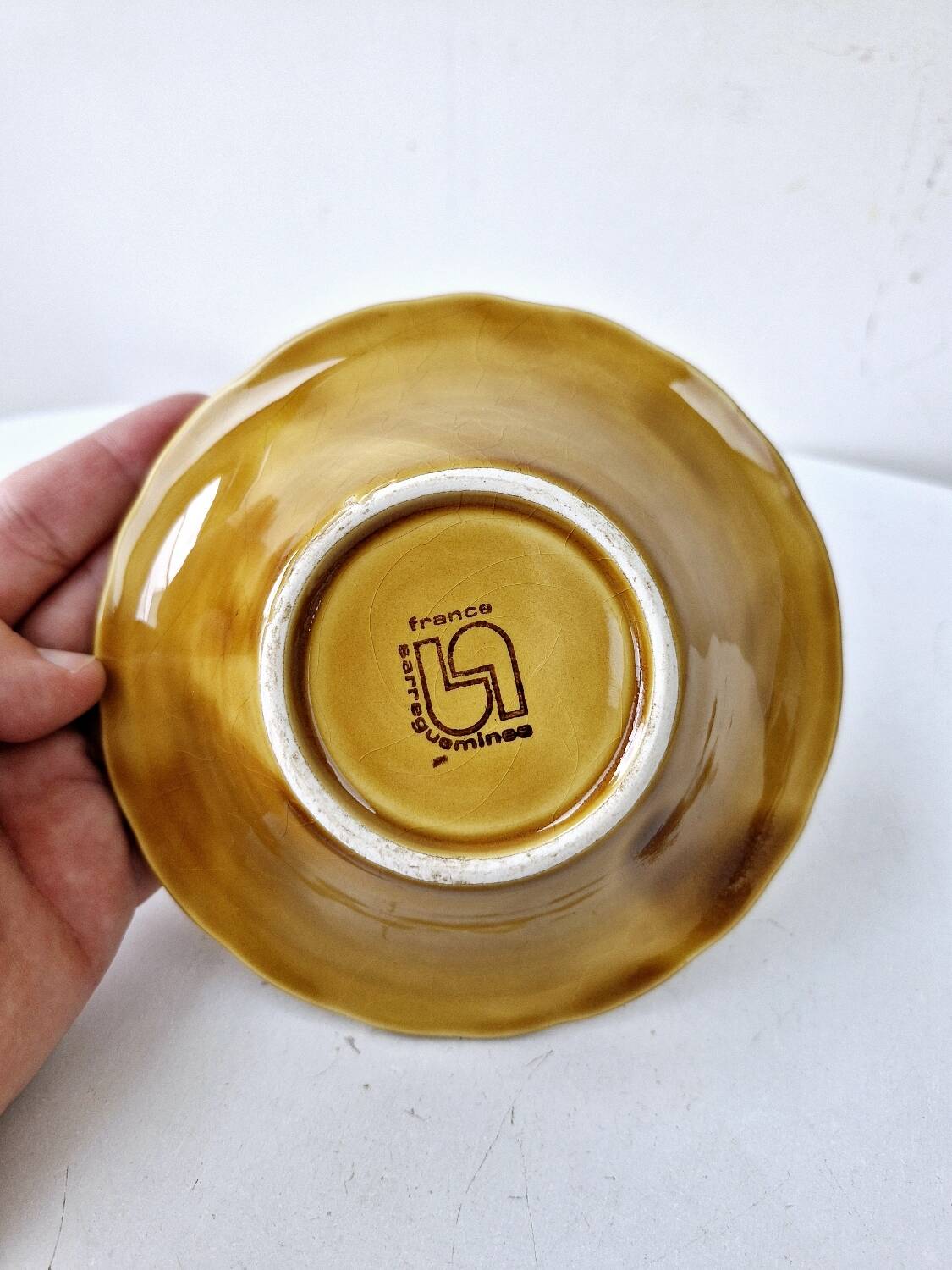 8 cups bowls + salad bowl vintage barbotine fruit sarreguemines