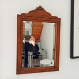 Art Deco beveled mirror in solid oak 50.5*33