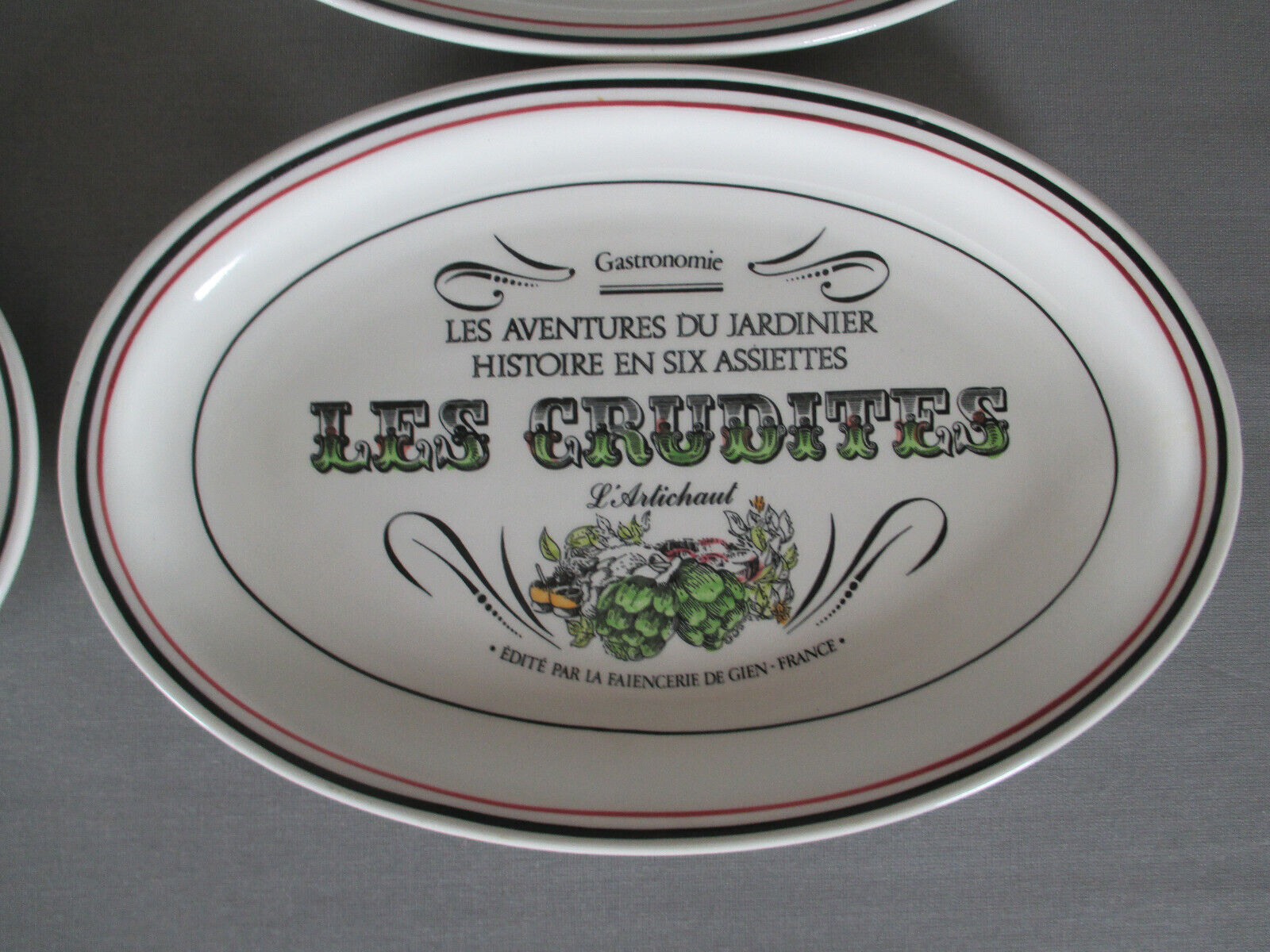 6 plates Gien raw vegetables the adventures of the gardener the collector
