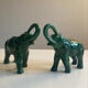 Pair of marbled faience elephants from Saint Clément
