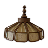 Suspension/lustre vintage en bois des années 60
