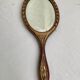 Hand-facing beveled mirror surrounded by wood dimension: height -38cm- width -15.5cm-