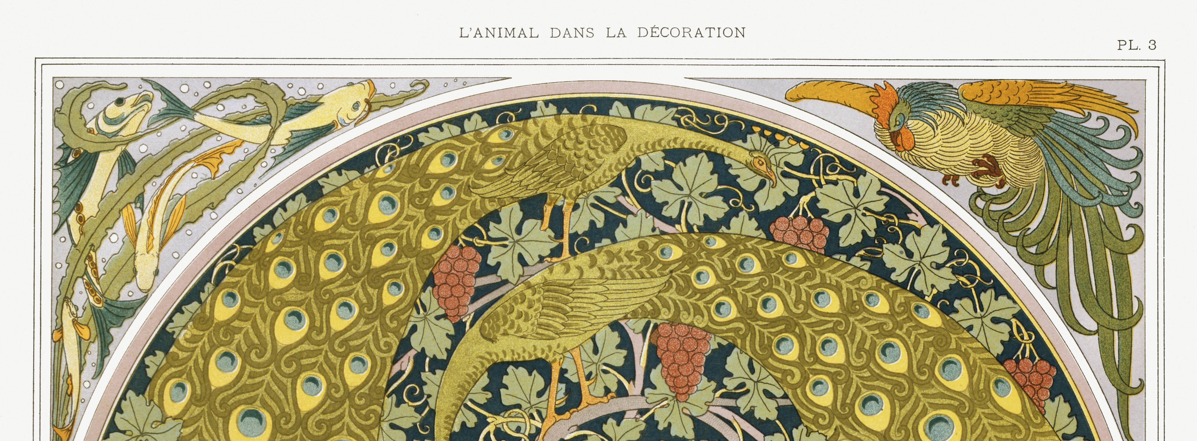 Poster “Peacocks and Vine”, after an Art Nouveau lithograph from 1897