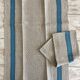 Set of 2 jacquard tea towels with blue stripes - mixed breed linen / cotton - 67x50cm