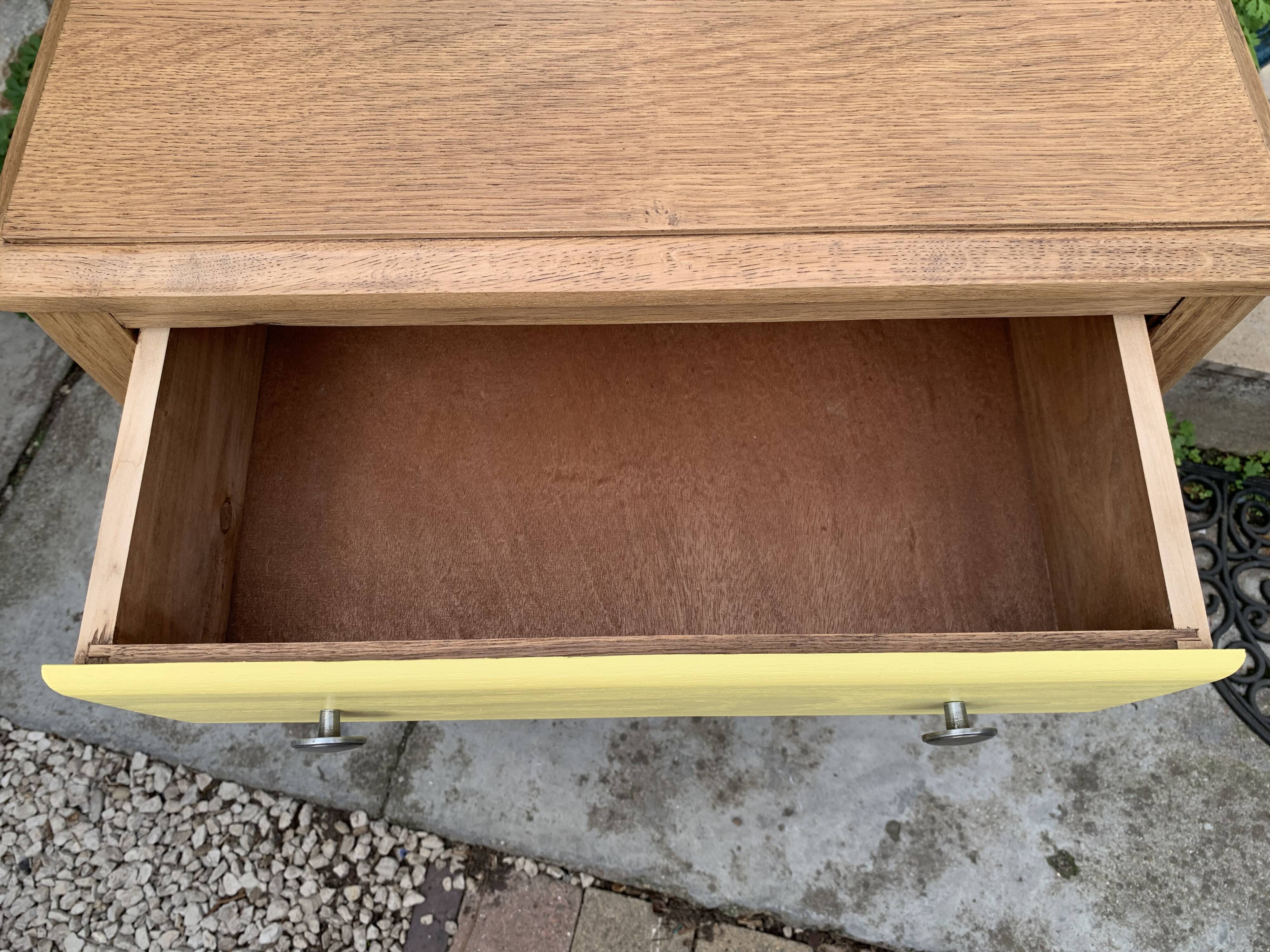 Art Deco chest of drawers in raw oak and yellow