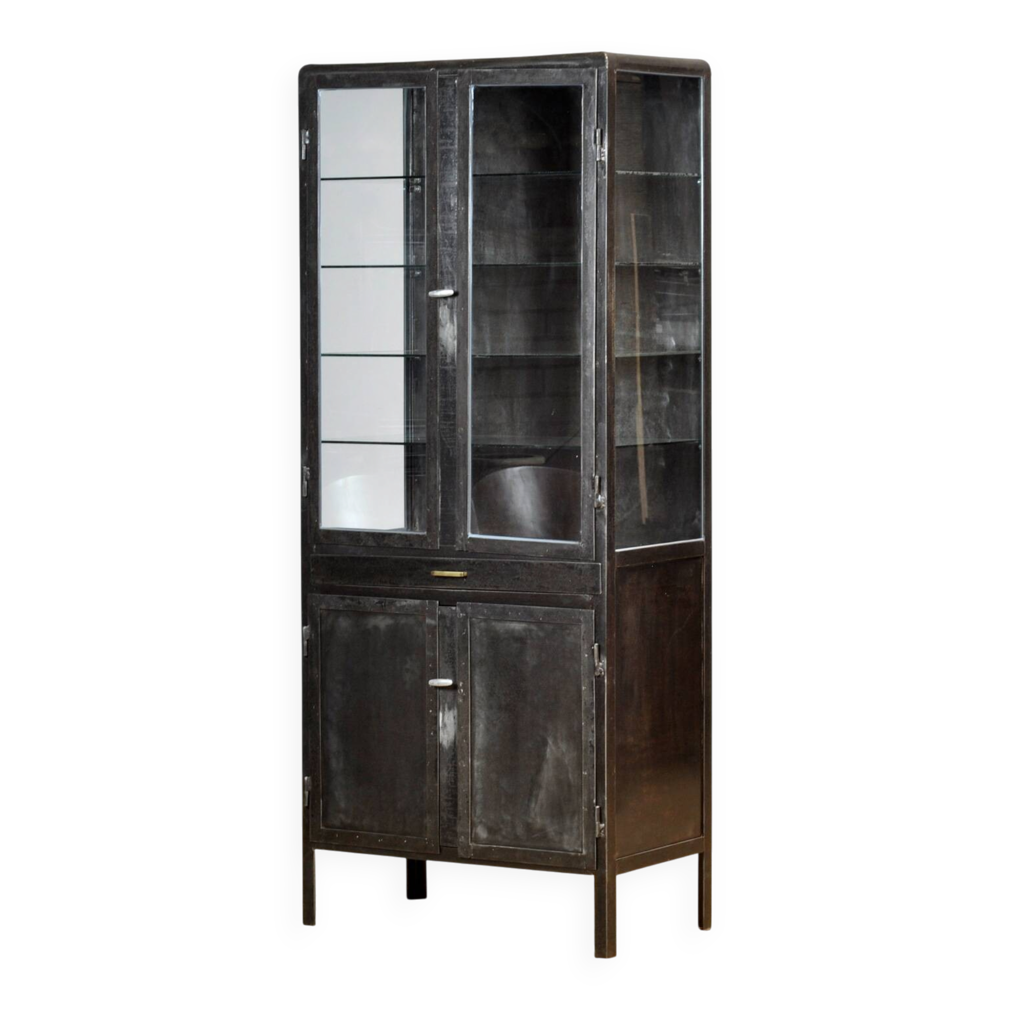 Polished iron medicine cabinet, 1950s