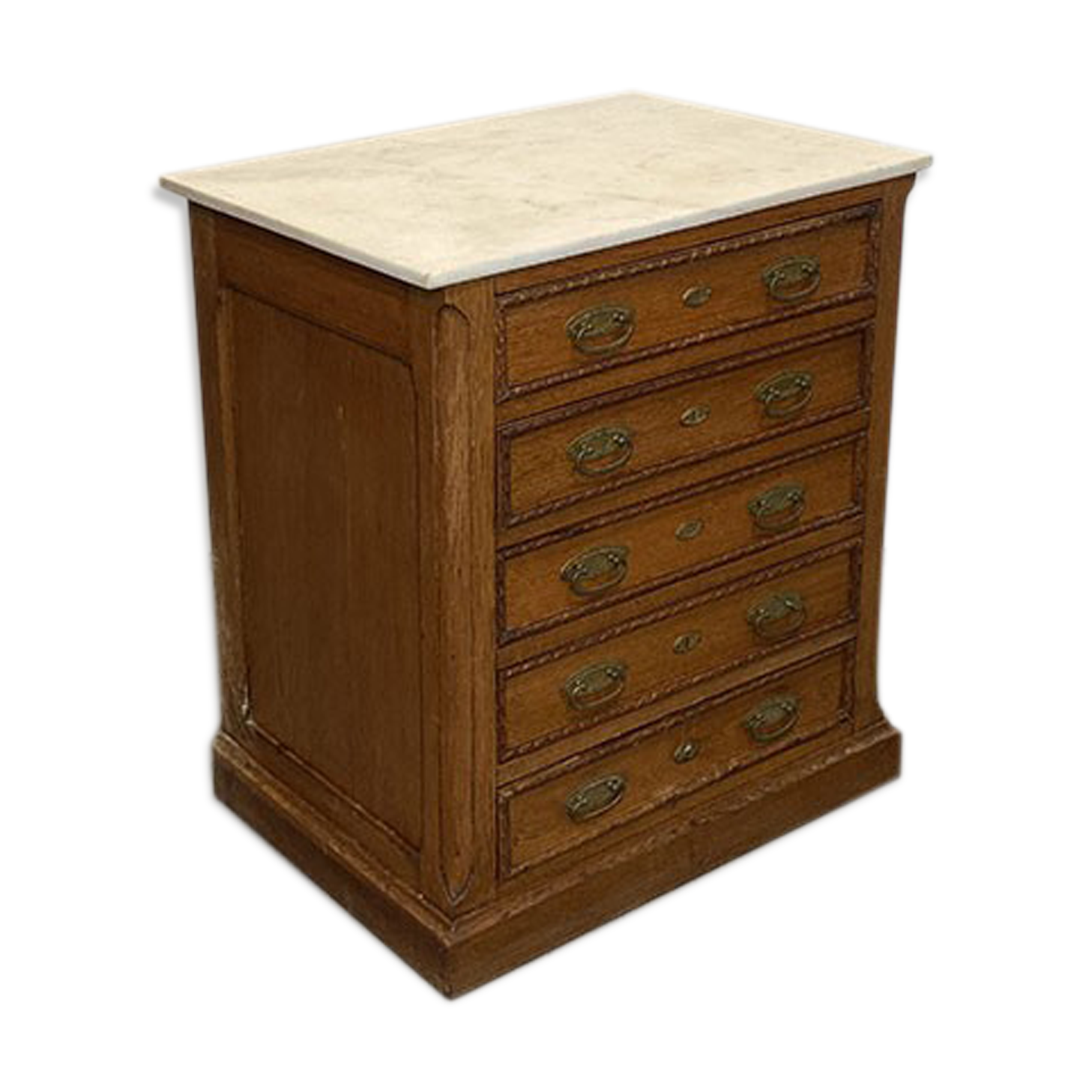 Chest of drawers in solid oak and marble