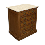 Chest of drawers in solid oak and marble