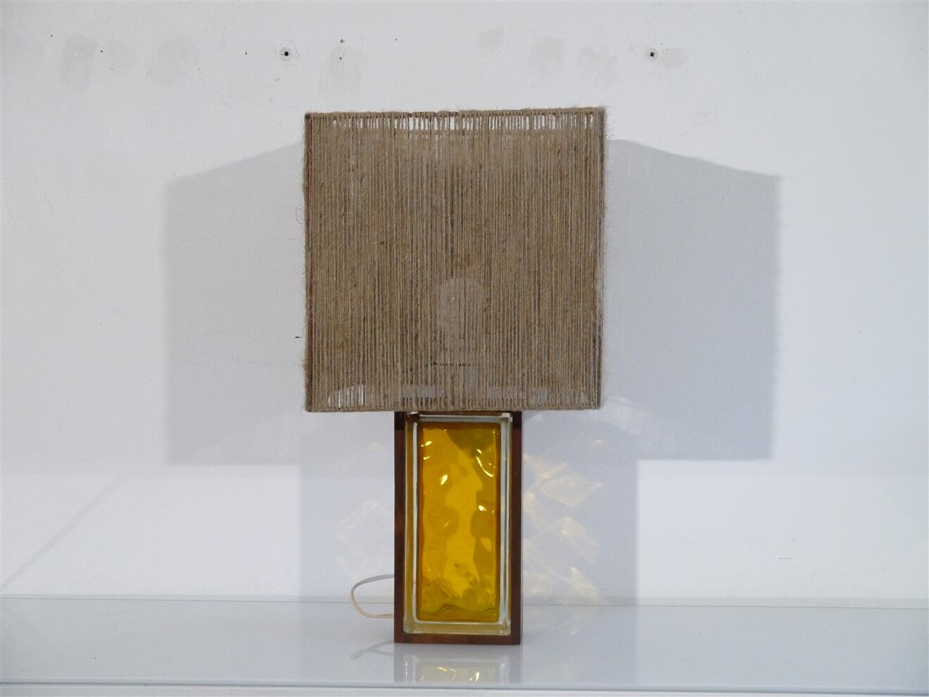 Scandinavian lamp in rosewood and glass 1970