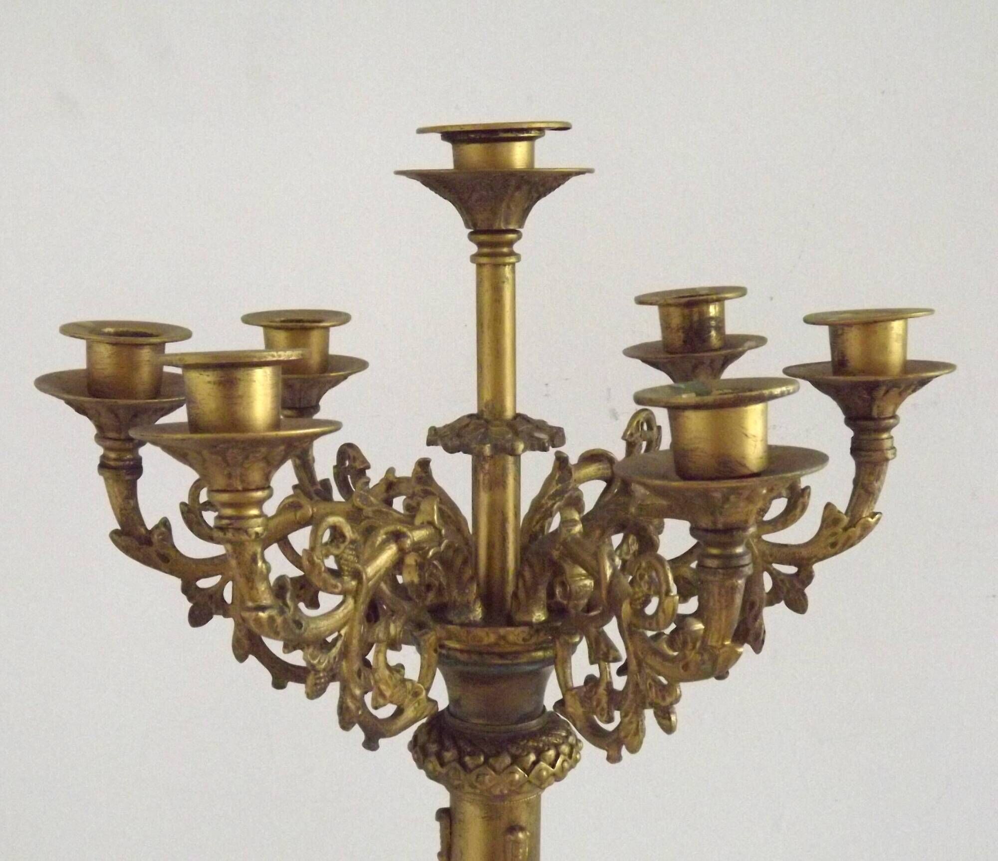 Magnificent French Louis XVI Style Bronze Seven-Light Candelabra LF Paris