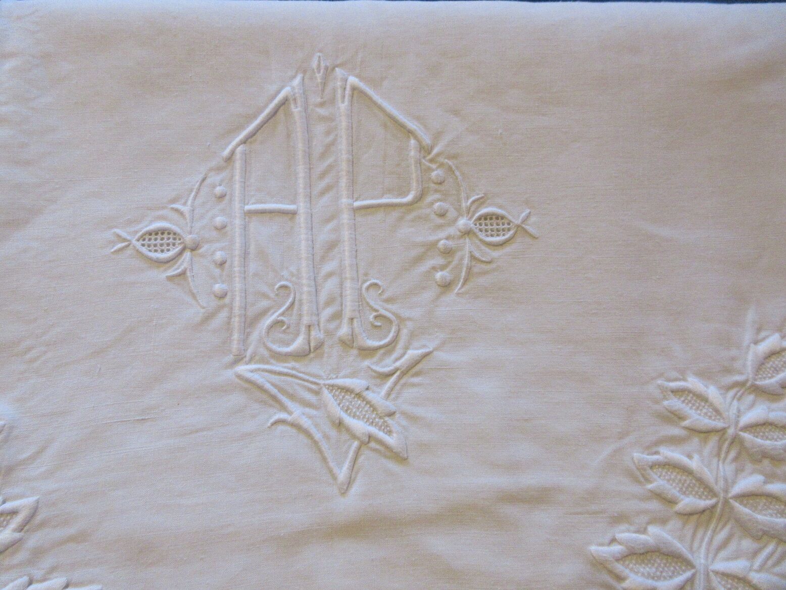 Old ap monogrammed white wire sheet