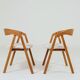 Oak dining chairs set of two, natural wood, jacquard fabric