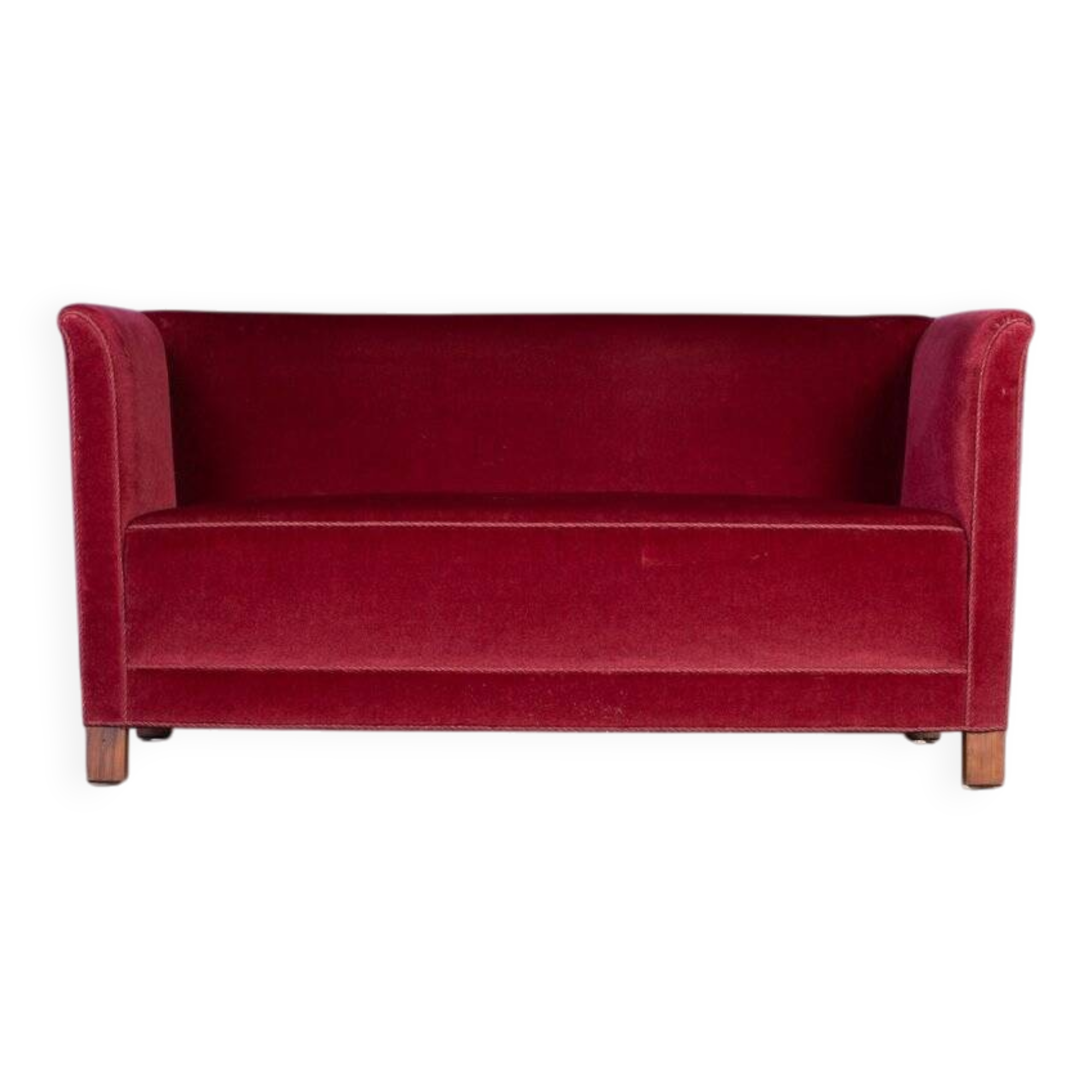 Vintage Red Velvet Sofa, 1950s