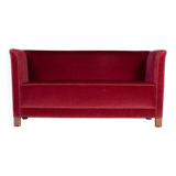 Vintage Red Velvet Sofa, 1950s