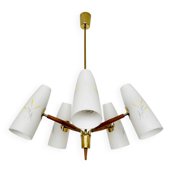 Chandelier en laiton autrichien par Rupert Nikoll