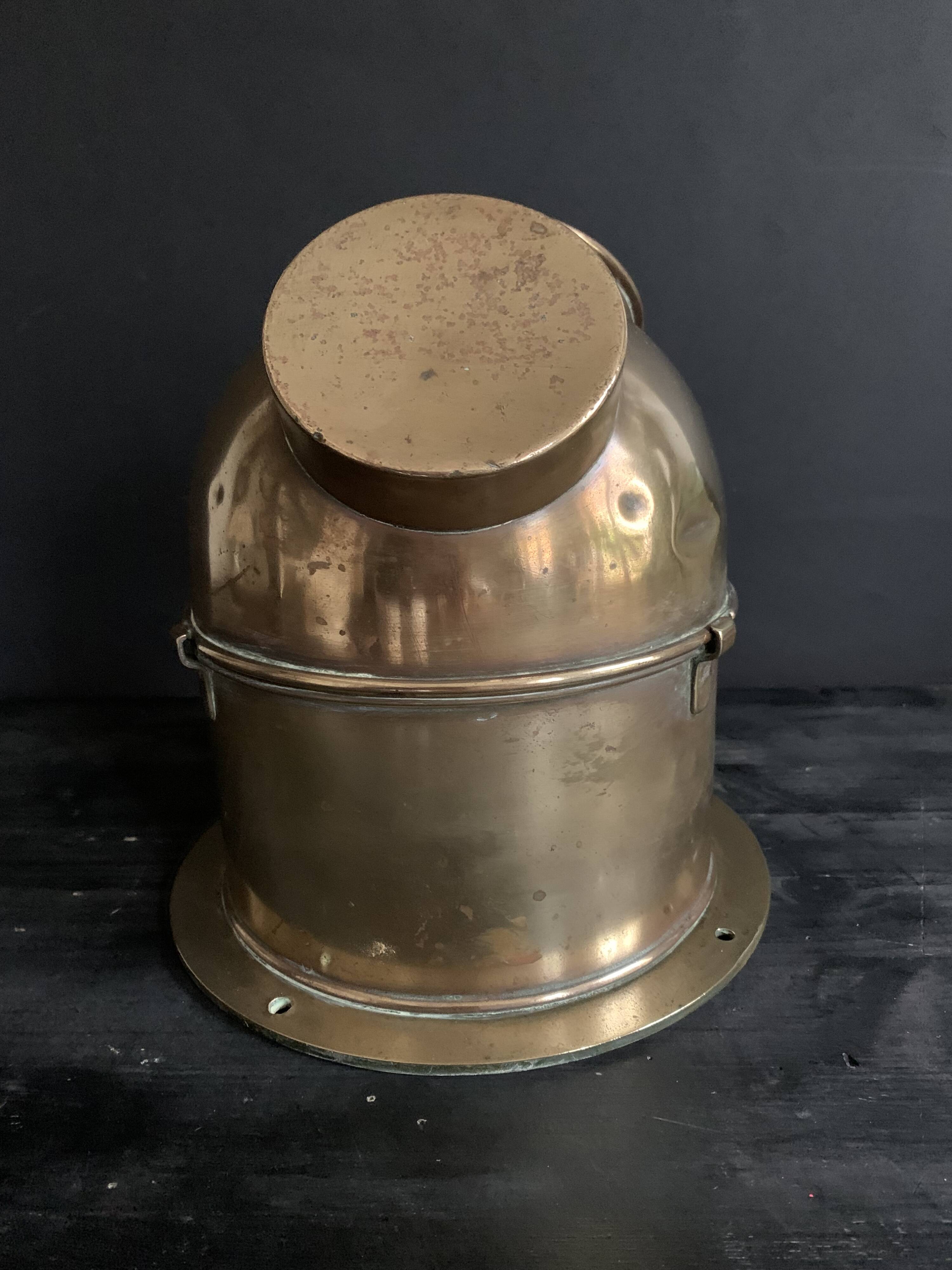 Antique lighting lantern, gilt brass marine compass binnacle "Askania", 1910, Germany