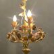 Italian Tole and Ceramic Rose Chandelier