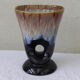 Design vase enamelled ceramic beige and Black Interior turquoise vintage 1960