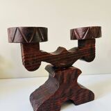 Bougeoir double en bois