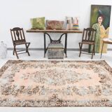 Tapis Vintage Floral Classique Fait Main 5x9 Marron Beige, 167x283Cm SK 5465
