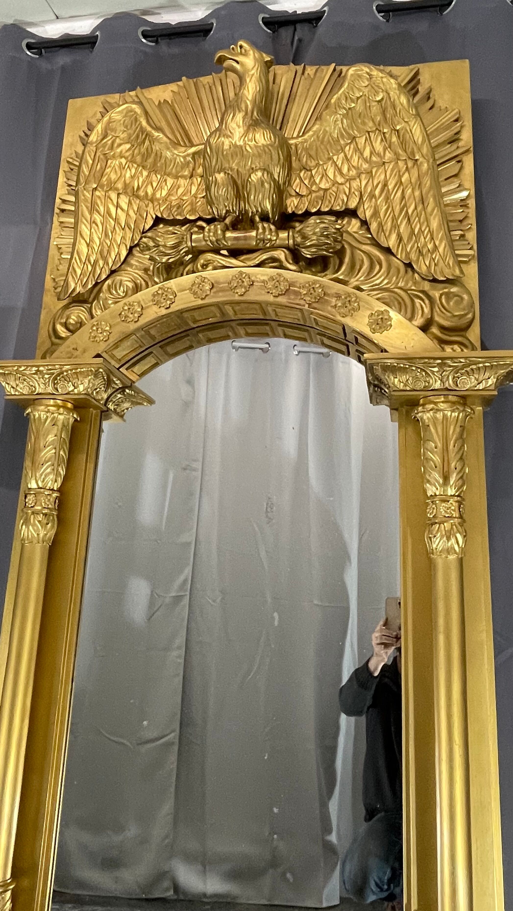 Mirror 212x101 cm empire era early nineteenth, gilding with gold leaf very good condition