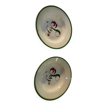 Set of two old hollow plates, Digoin Casino.