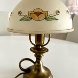 Lampe vintage en laiton et verre dépoli