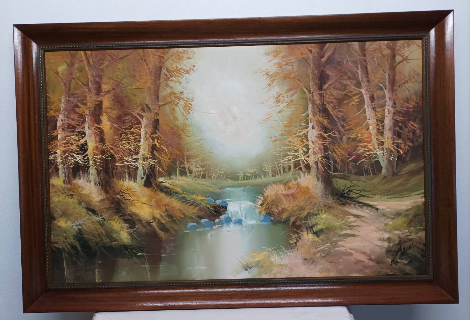 Large oil painting on canvas signed Miguel