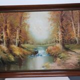 Large oil painting on canvas signed Miguel