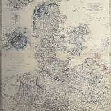 Map of Denmark and Iceland c1869 Keith Johnston Royal Atlas Hand coloured