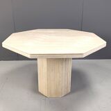 Octogonal italian travertine dining table 1970s