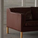 Stouby Møbelfabrik, 3-seater mid-century style sofa in brown leather, made in the 1970s.