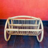 1960s rattan magazine rack