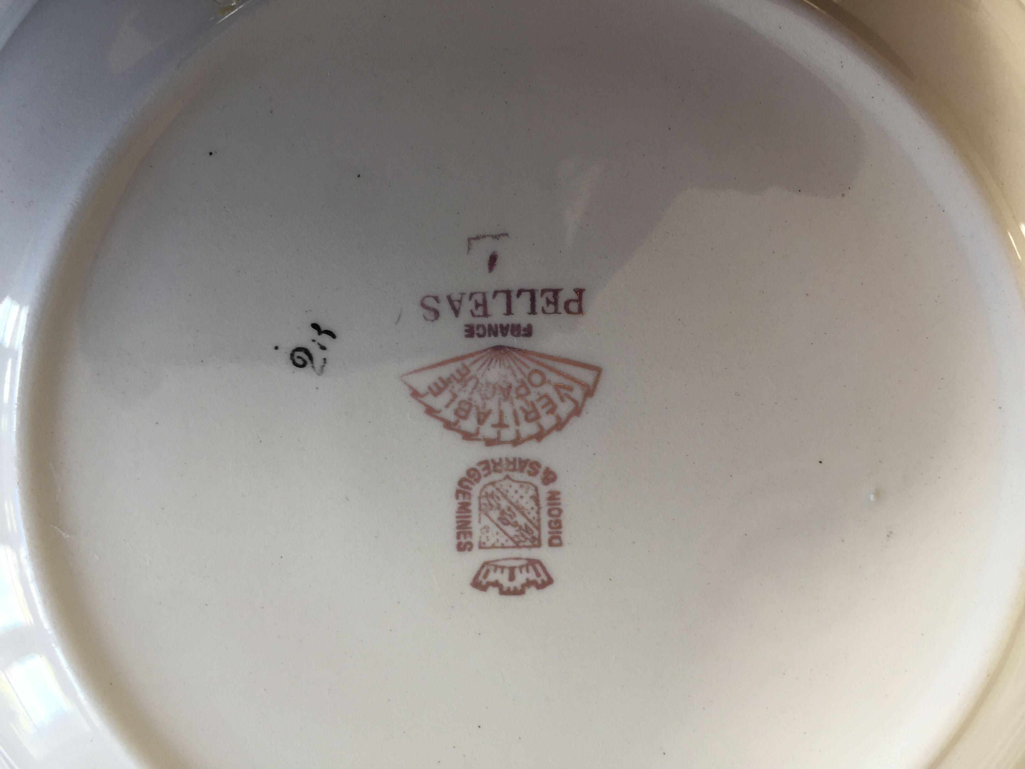 Lot hollow plates Digoin Sarreguemines model Pelleas