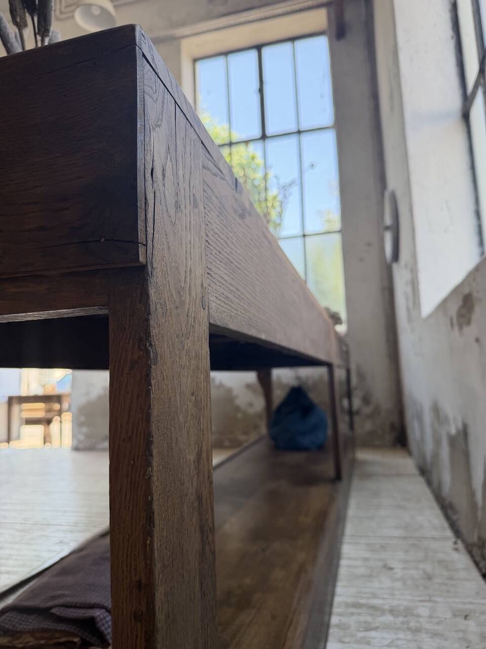 Table de gantier drapière 1900 chêne massif 330cm XL