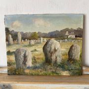 Oil on canvas landscape of Brittany by Lucien Ferriot, Dolmens.